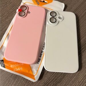 Pink and White Silicone Camera-Protect Phone Case